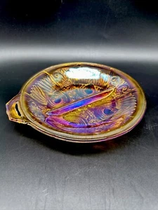 Indiana Carnival Glass Dish Killarney Marigold Divided Plate - Picture 1 of 4