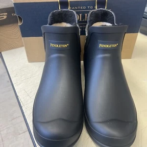Pendleton Women's Harding Fur Chelsea Rain Boots Black Size 10 M - Picture 1 of 9