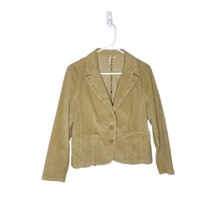St. Johns Bay Women Khaki Tan Corduroy Blazer Jacket Pocket Buttons Size Large P - Picture 1 of 12