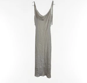 Vestido Sincerely Jules Grande Midi Gris Capucha Sedoso Cuello Slip Elastizado Hada Años 90 Y2K - Imagen 1 de 9