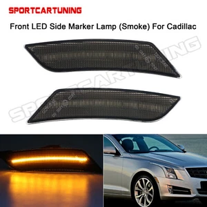 Front Bumper LED Side Marker Light Smoked For 2013 2014 Cadillac ATS 2017-up XT5 - Picture 1 of 9