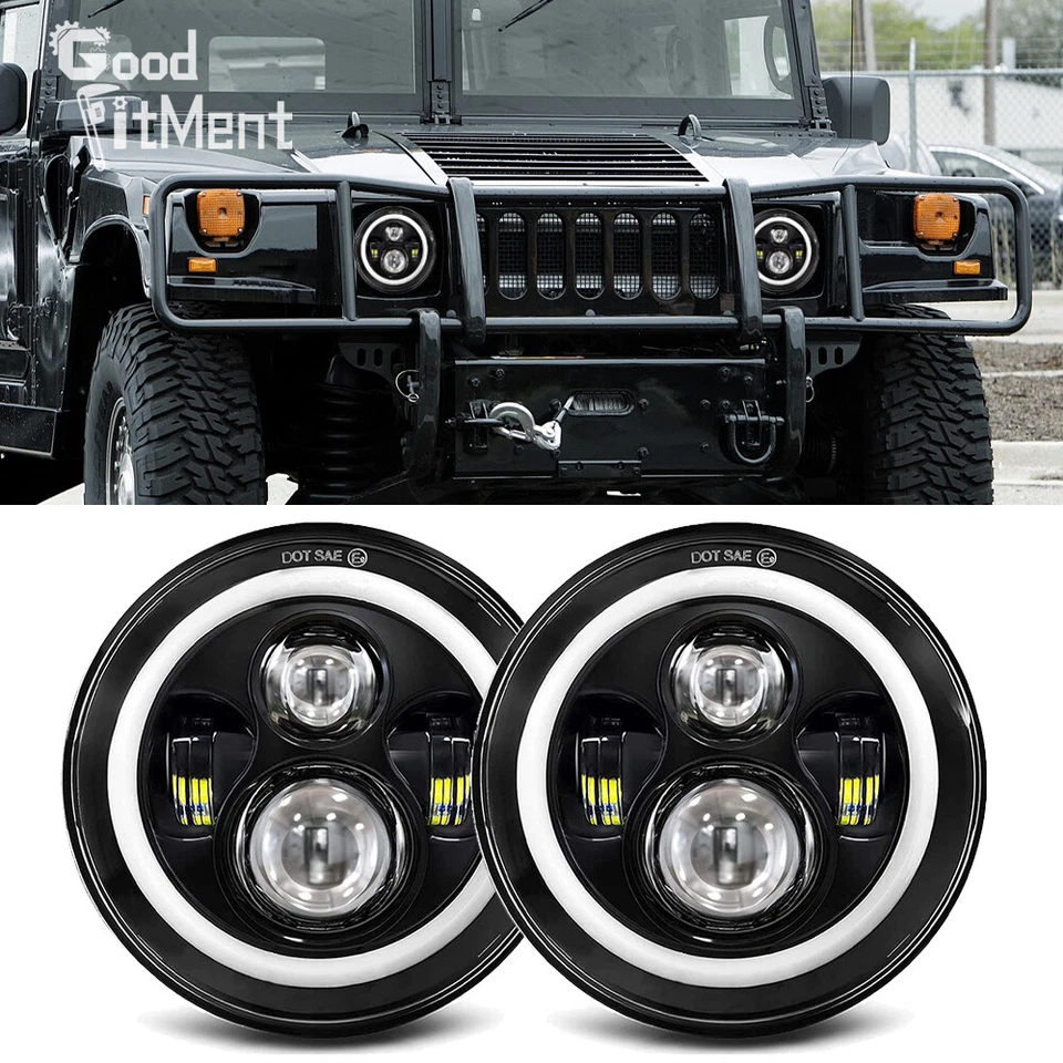 7'' LED Scheinwerfer Blinker Angel Eyes Blinker E-Zertifiziert für Hummer H1 H2 - Bild 1 von 4