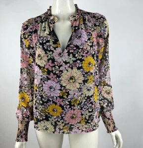BB DAKOTA Floral Me Not Top Women M NWT $69 Long Sleeve Lined Blouse V-neck - Picture 1 of 17