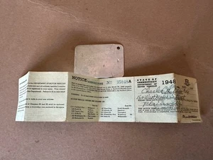 Vintage 1948 State of Connecticut DMV Drivers License with Metal Plate Holder - Picture 1 of 12