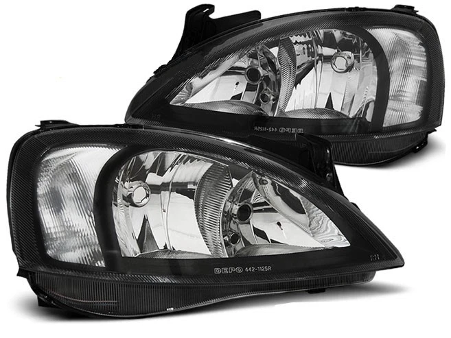 headlights for OPEL CORSA C 2000 2001 2002 2003 2004 2005 2006 black LHD - Image 1 of 1
