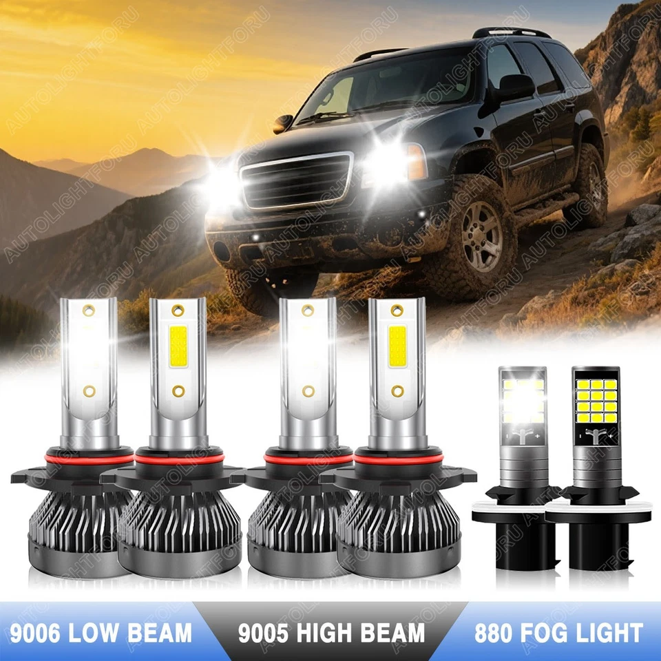 For GMC Envoy 2002-2009 LED Headlight High Low + Fog Lights Combo 6000K Bulbs 6x - Изображение 1 из 4
