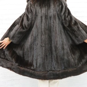 PRISTINE vtg ladies real DARK MAHOGANY MINK & SABLE FUR COAT medium petite fit - Picture 1 of 9