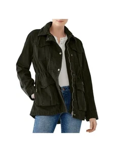 DL1961 Womens Green Denim Snap Placket Relaxed Fit Long Sleeve Zip Up Jacket M - Picture 1 of 6