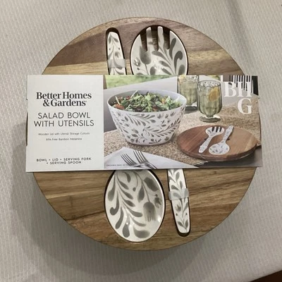 Better Homes & Gardens  Salad Serving Set Large bowl and Utensils NEW - Image 1 of 3