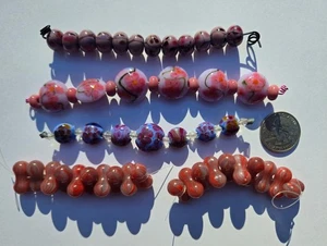 Holiday Artisan Lampwork Collection Valentinstag rosa & rot Blumen Herz Perlen - Bild 1 von 6