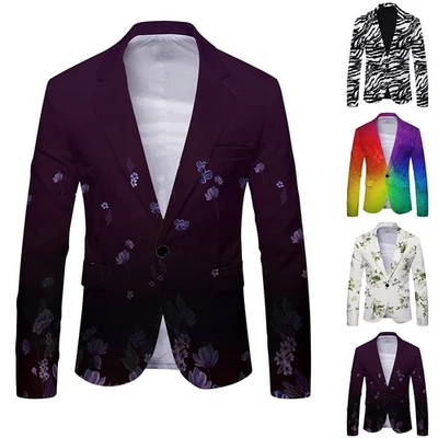 Geometric Printing Slim Fit Blazer Jacket for Men's Casual Formal Look - Image 1 of 4