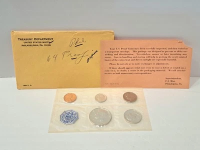 1964 U.S. Proof Coin Set 90% SILVER Half OGP  90% SILVER Quarter VIDEO Good Pics - Image 1 of 4