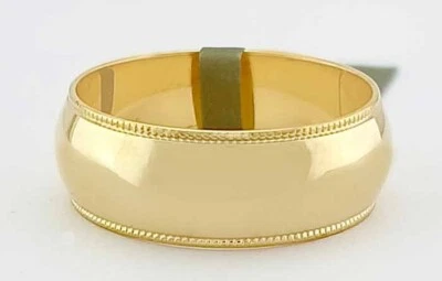 SOLID MILLGRAIN BAND RING 14K YELLOW GOLD - New With Tag - 6 mm wide - Image 1 of 4