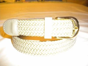 NUEVO CINTURÓN ELÁSTICO BEIGE CON HEBILLA DORADA 1 PULGADA DE ANCHO - Imagen 1 de 2