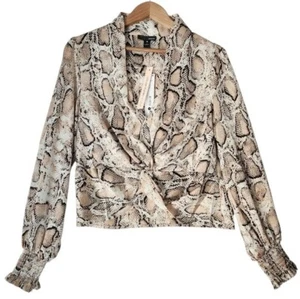 AQUA by Bloomingdale's Snake Print Twist Front Top Career Size XS NWT $68 - Picture 1 of 9