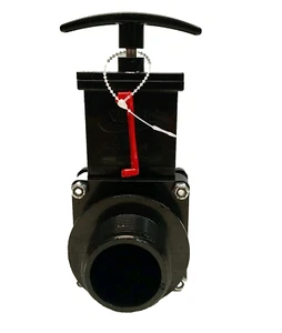 Valterra 1 1/2" FPT x MPT Dump Valve With Flange Gate Assembly 1008-1 Black  - Picture 1 of 7