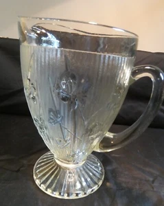 Jeannette Glass Crystal "Iris" Pitcher 9 1/2 " Footed  1928 - Bild 1 von 4