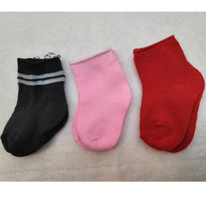Doll Socks 3-Pack Knit Black Pink Red Fits American Girl & 18in Dolls Sport - Picture 1 of 1