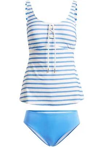 2-tlg Tankini mit Prothesentaschen aus recyceltem Polyamid Gr. 38 Blau Weiß Neu - Bild 1 von 1