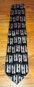 Vintage Danielli Silk Mens Neck Tie Necktie Black Rectangle Pattern - Picture 1 of 2