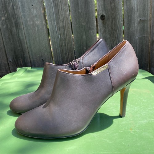 Stivaletti Coach Seneca in pelle marrone con tacco stile classico misura 8 5b