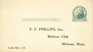 US 1916 Melrose Club Banquet Advertising Postal Stationery Card #UX27 Massachuse - Picture 1 of 2