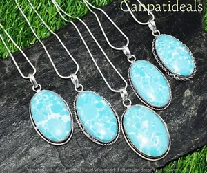 New Offer !! Larimar Gemstone Chain Pendant Lot 925 Silver Plated Ethnic Jewelry - Picture 1 of 8