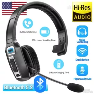 Trucker Headset Wireless Bluetooth 5.2 AI Noise Cancelling Mic For Phones PC - Picture 1 of 8