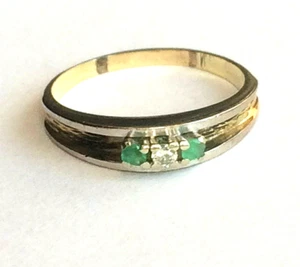 Ring mit Diamant und Smaragd Gold 585 Gelbgold 14K Gr. 17,2 mm / 54 (721) - Bild 1 von 6
