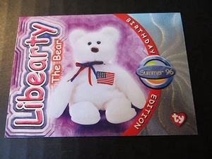 Ty Beanie Babies Series IV S4 ~ Silver ~ BBOC Birthday Card 277 Libearty Bear - Picture 1 of 2