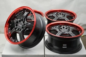 15x6.5 Black Red Wheels Rims Fit Scion tC xB Impreza Corolla Matrix Prius Beetle - Picture 1 of 6