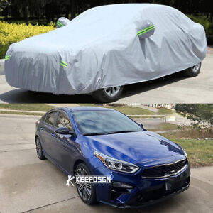 Silver Full Car Cover 6 Layers Outdoor Rain UV Dust Resistant For KIA Forte K3