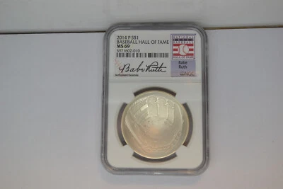 2014-P $1 Baseball Hall of Fame- Babe Ruth- NGC MS-69.   Nice! - Image 1 of 4