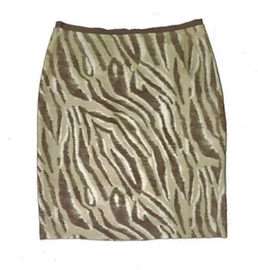 NUEVO CON ETIQUETAS Ann Taylor LOFT Marrón Estampado Animal Mujer Falda Lápiz ~ Mezcla Algodón/Seda - Imagen 1 de 6