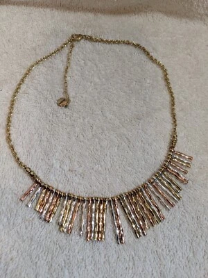 Collar Babero Barra Palo Alfani 17.5" Plata Hematita Oro 3 Tonos Collar Cadena Foto 1 de 4