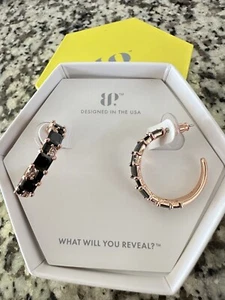 Bomb Party OG Earrings ~Rbp8823~A Beautiful Purpose ~Black Onyx/Rose Gold Hoops! - Picture 1 of 5