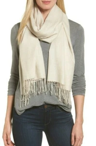 NORDSTROM SCARF NWOT Tissue Weight Wool & Cashmere IVORY - Picture 1 of 11