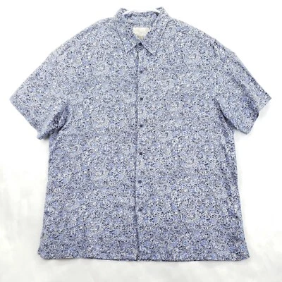 Camisa Tasso Elba Island Para Hombre 2XL Azul Blanco Seda Lino Manga Larga Abotonada Foto 1 de 4