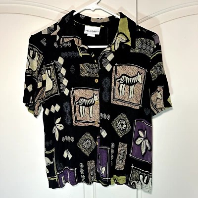 Blusa Top Vintage Años 70 Graff Wear Manga Corta Animal Naturaleza Primavera Verano S Foto 1 de 4