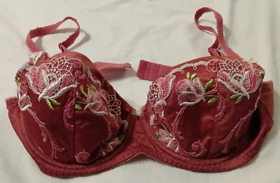 Sujetador Fauve Aurelia 34D con aros acolchado fucsia bordado ribete de encaje Foto 1 de 4