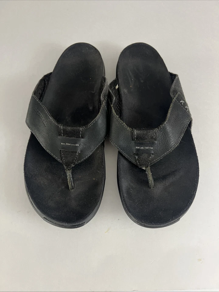 Merrell Mens Size 10 Black Leather Flip Flop Westport Sandals - Image 1 of 4