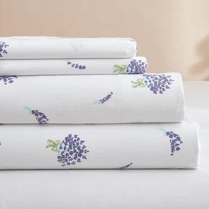Juego de sábanas florales California tamaño king blancas 4 piezas, sábanas de bolsillo extra profundas... - Imagen 1 de 7