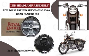 Fit For Royal Enfield "New Classic 350 & Goan Classic 350 LED Headlamp Assy" - Picture 1 of 6
