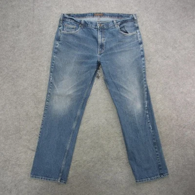 Calça jeans Savane masculina 42x32 azul lavagem média perna reta elástica casual - Imagem 1 de 4