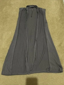 Joseph A Sleeveless Gray Draped Open Front Cardigan Sweater Women's Size Medium - Picture 1 of 24