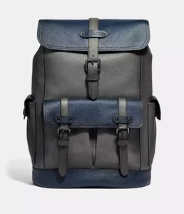 Coach Hudson genarbtes Leder mit Rennstreifen Herren Rucksack - grau/blau - Bild 1 von 18