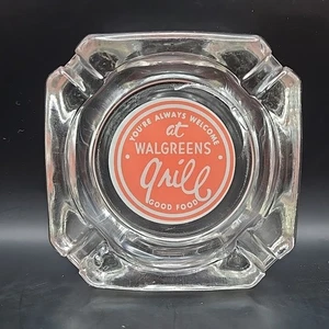 Posacenere vintage 'You're Always Welcome At' Walgreens Grill 3,75" vetro trasparente - Foto 1 di 12
