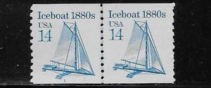 US Scott 2134, 14 Cent Iceboat, Coil Line Pair, Mint, OG, NH, F/VF - Bild 1 von 1