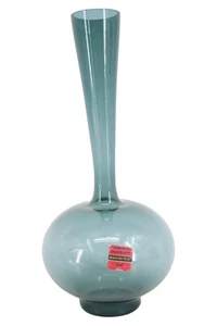 Vintage Glas Vase Blau Bauchig Flaschenform Elegant Skandinavisch - Bild 1 von 3