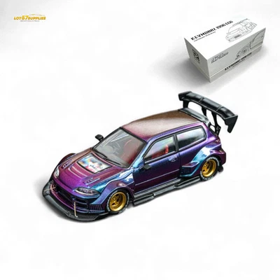 DCM Kevmannz 1996 EG6 Hatchback Gold Wheels - Chameleon - Long Spoiler 1:64 - Image 1 of 4